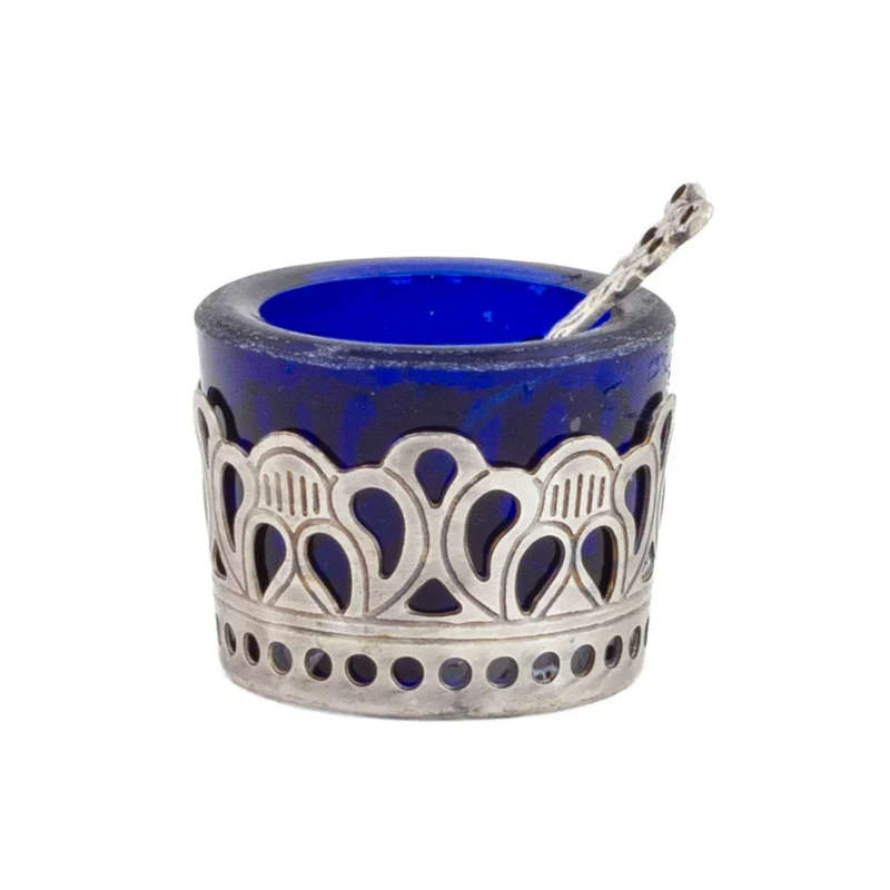 Bowl & Spoon - Blue Glass