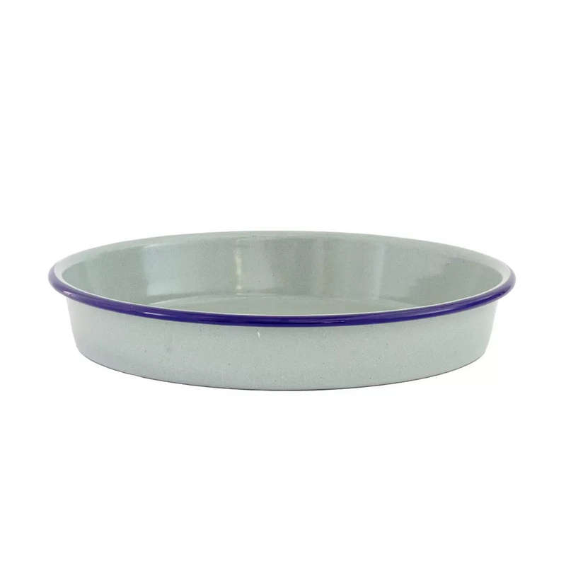 Cake Tin - Enamel Duckegg Blue Rim 24cm