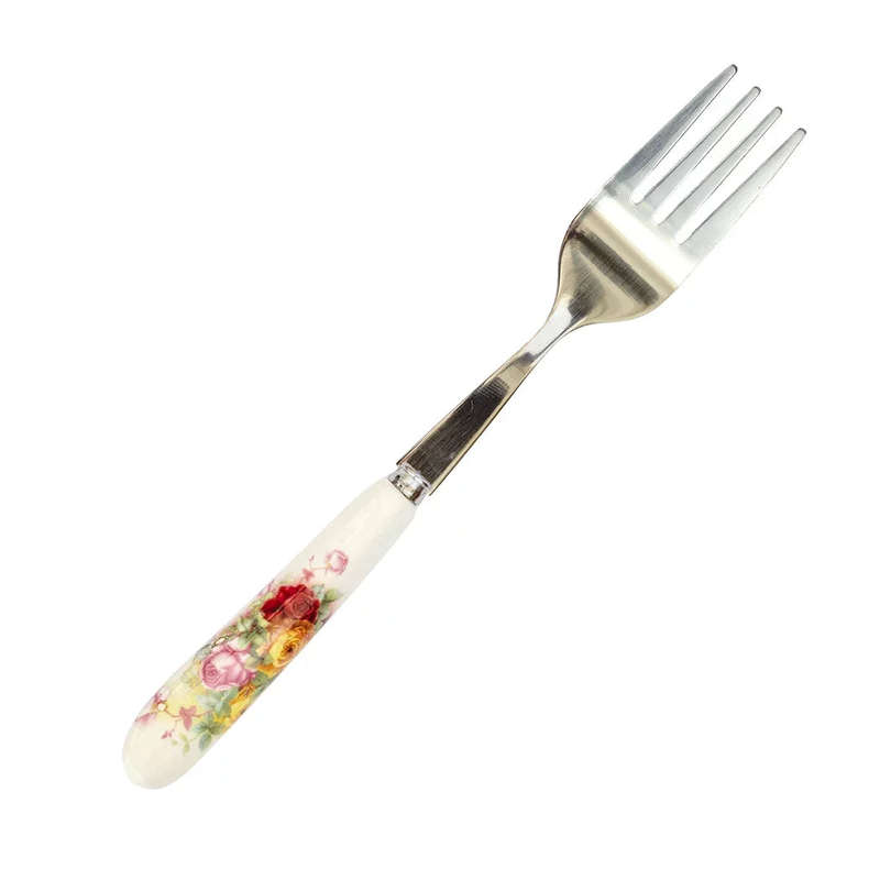 Ceramic Cake Fork - Pink & Yellow Roses