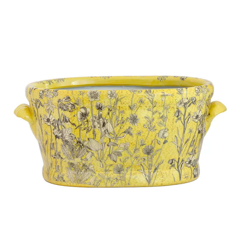 Ceramic Footbath/Planter - Yellow Fields Large