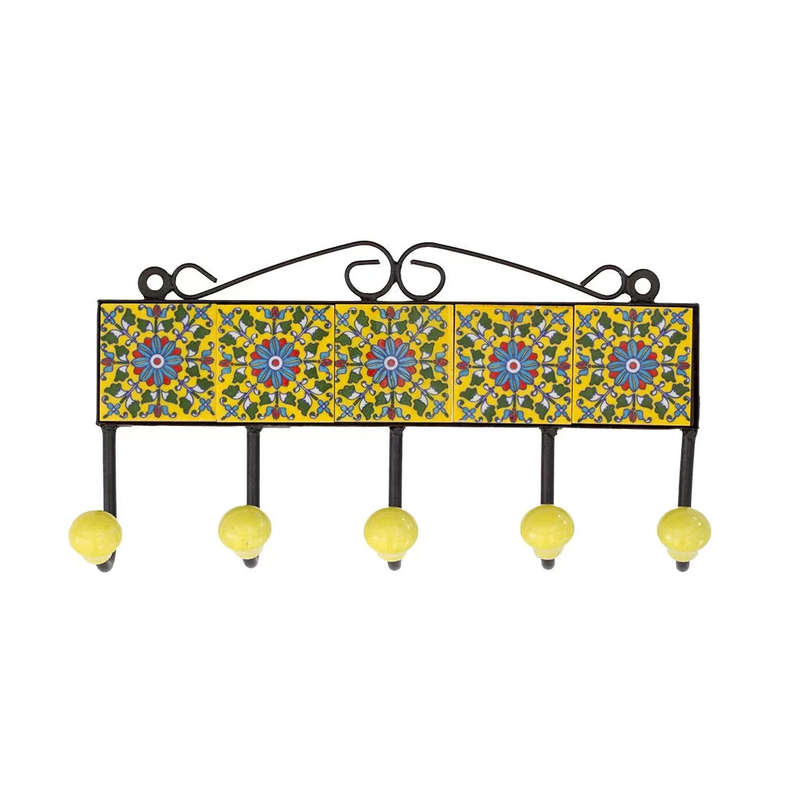 Ceramic Hook - 5 Hook Tiles Yellows