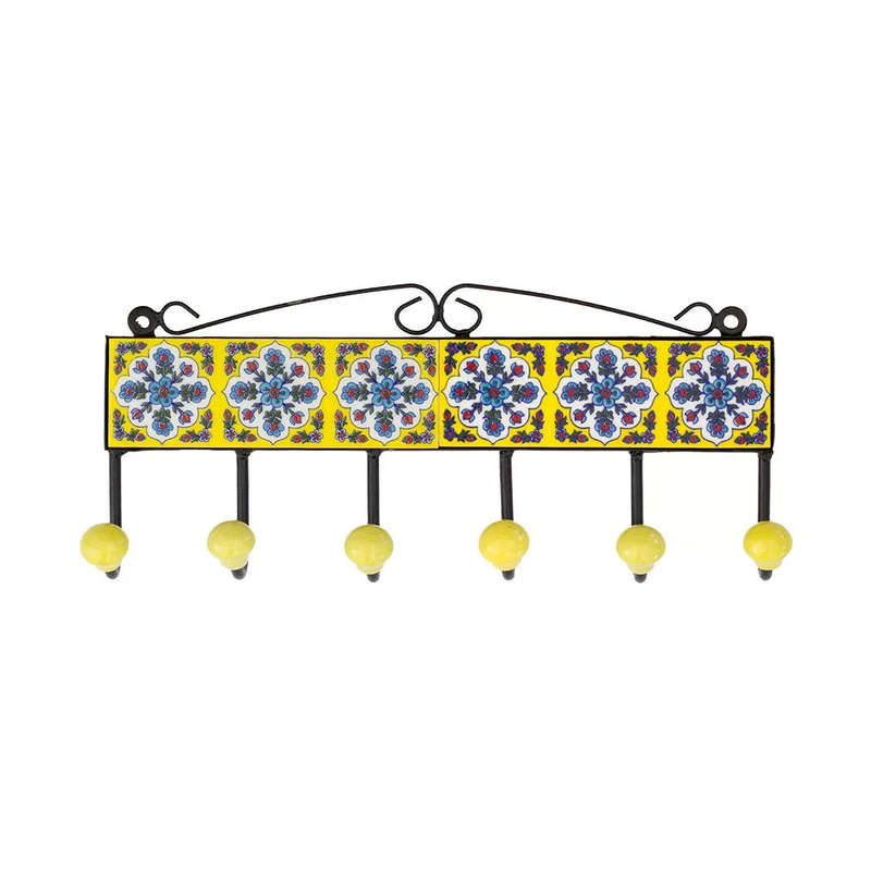 Ceramic Hook - 6 Hook Tiles Yellows