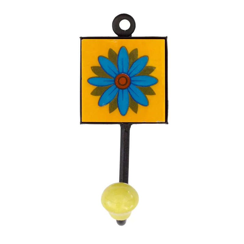 Ceramic Hook - Single Yellow Flower