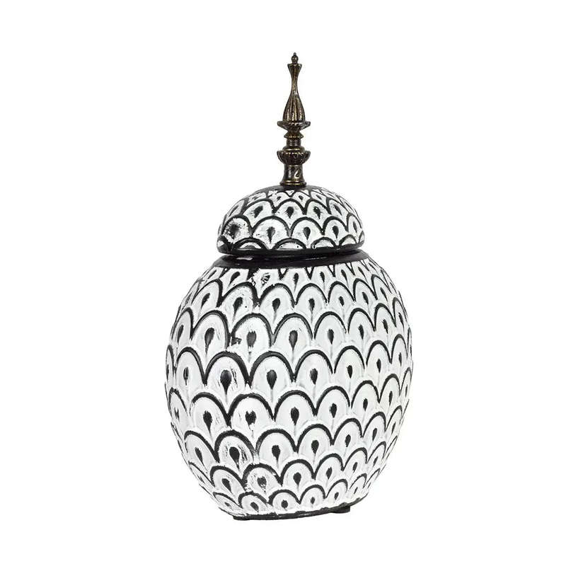 Ceramic Jar - Black & White 29cm