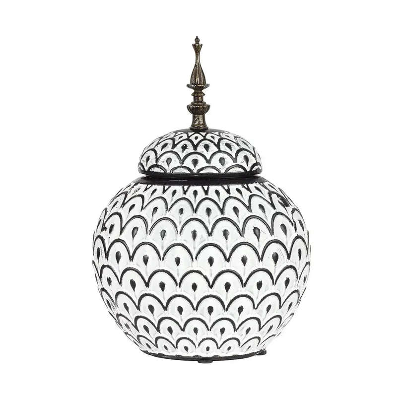 Ceramic Jar - Black & White 29cm