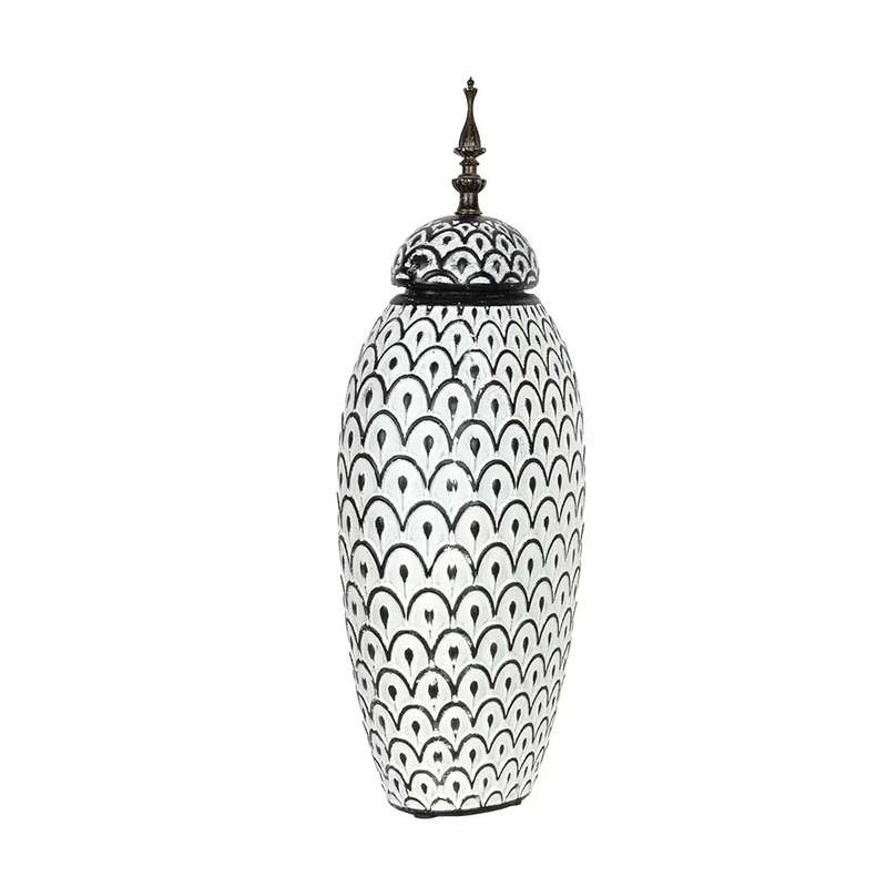 Ceramic Jar - Black & White 44cm