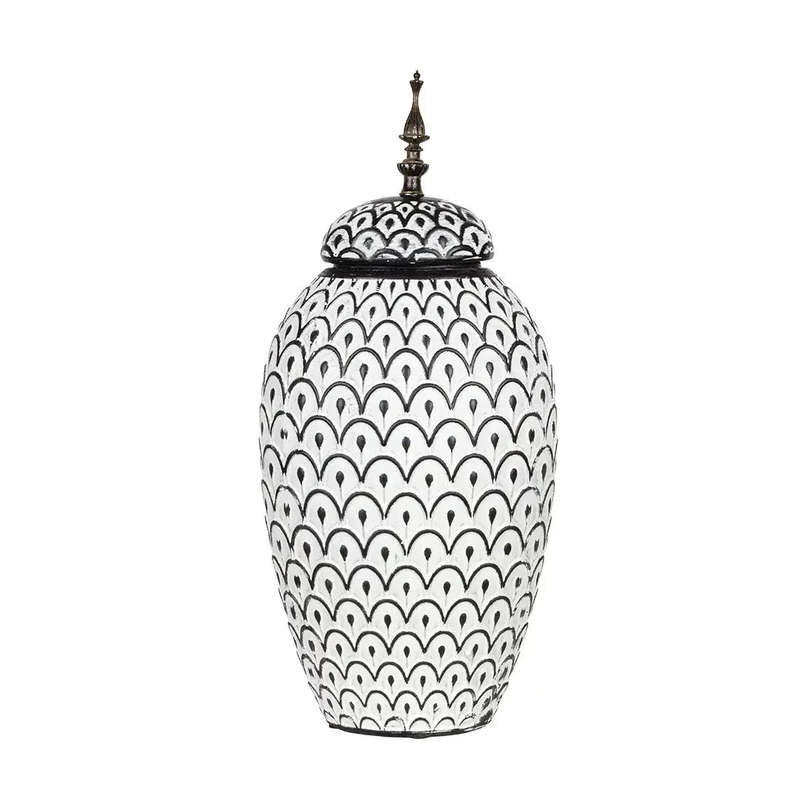 Ceramic Jar - Black & White 44cm