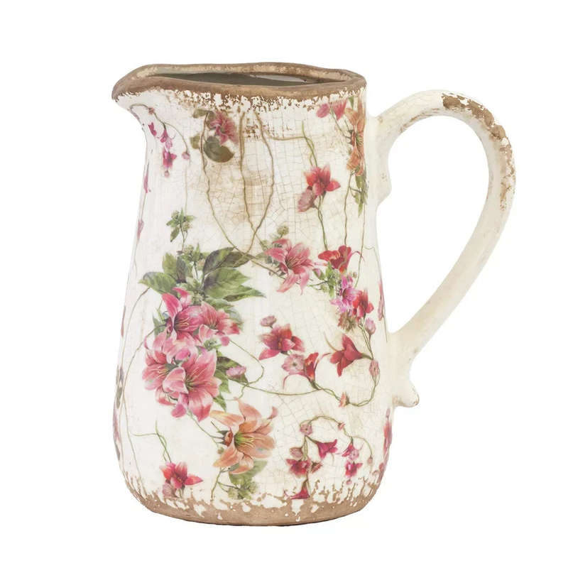 Ceramic Jug - Pink Floral 19cm