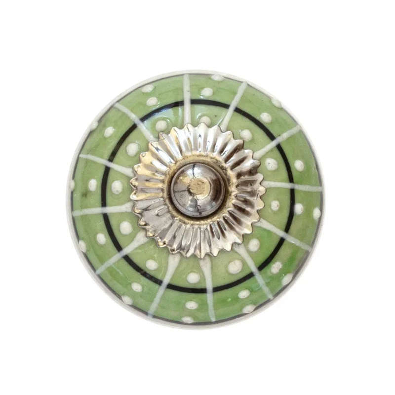Ceramic Knob - Green Dotted
