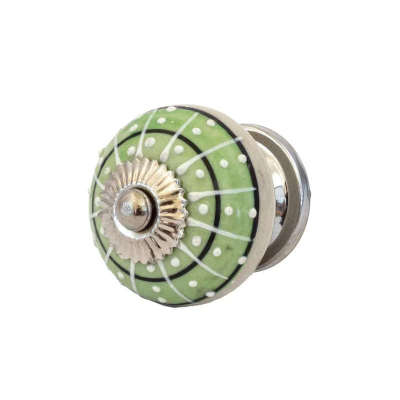 Ceramic Knob - Green Dotted