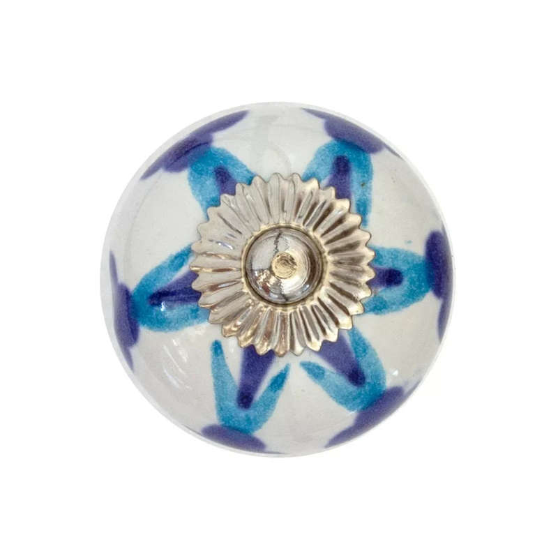 Ceramic Knob - Multi Blue Flower