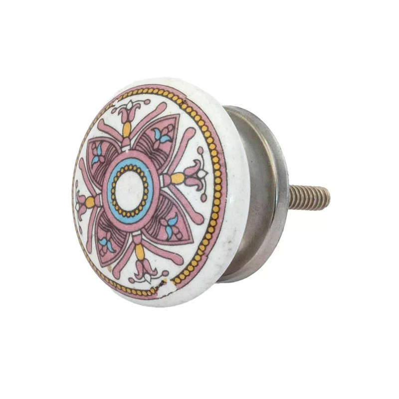 Ceramic Knob - Purple Pink Flat