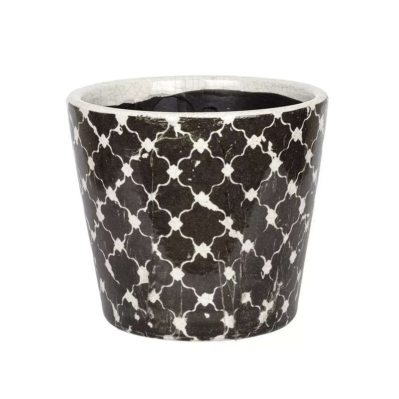 Ceramic Planter - Black Patterned