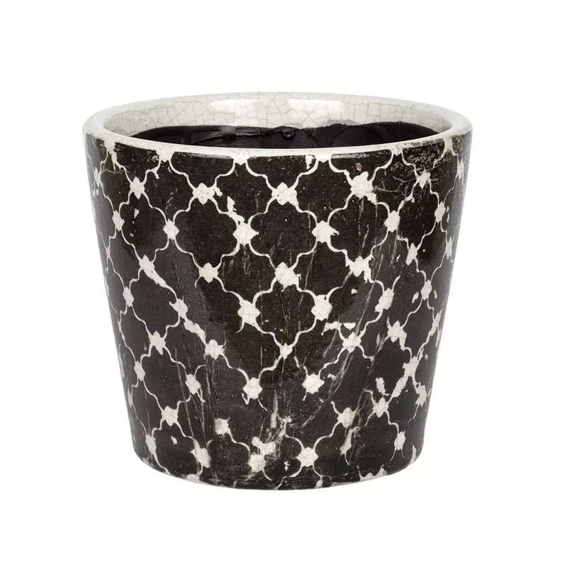 Ceramic Planter - Black Patterned