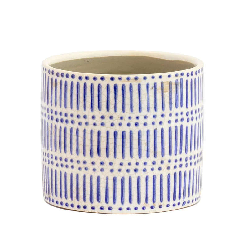 Ceramic Planter - Blue Dots & Dashes 10.5cm