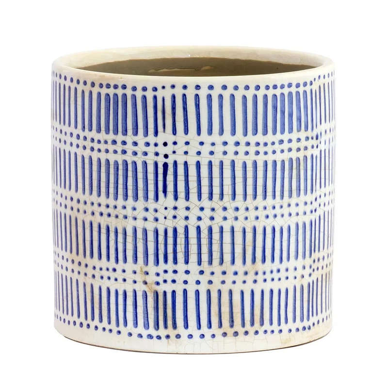 Ceramic Planter - Blue Dots & Dashes 17cm