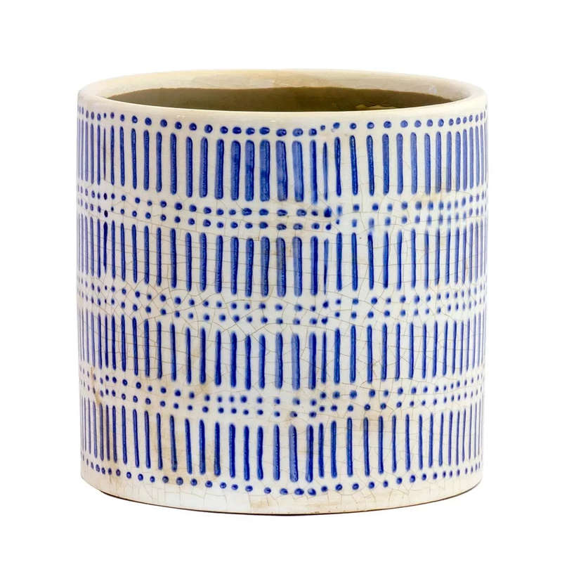 Ceramic Planter - Blue Dots & Dashes 17cm