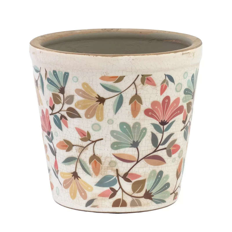 Ceramic Planter - Colourful Flowers