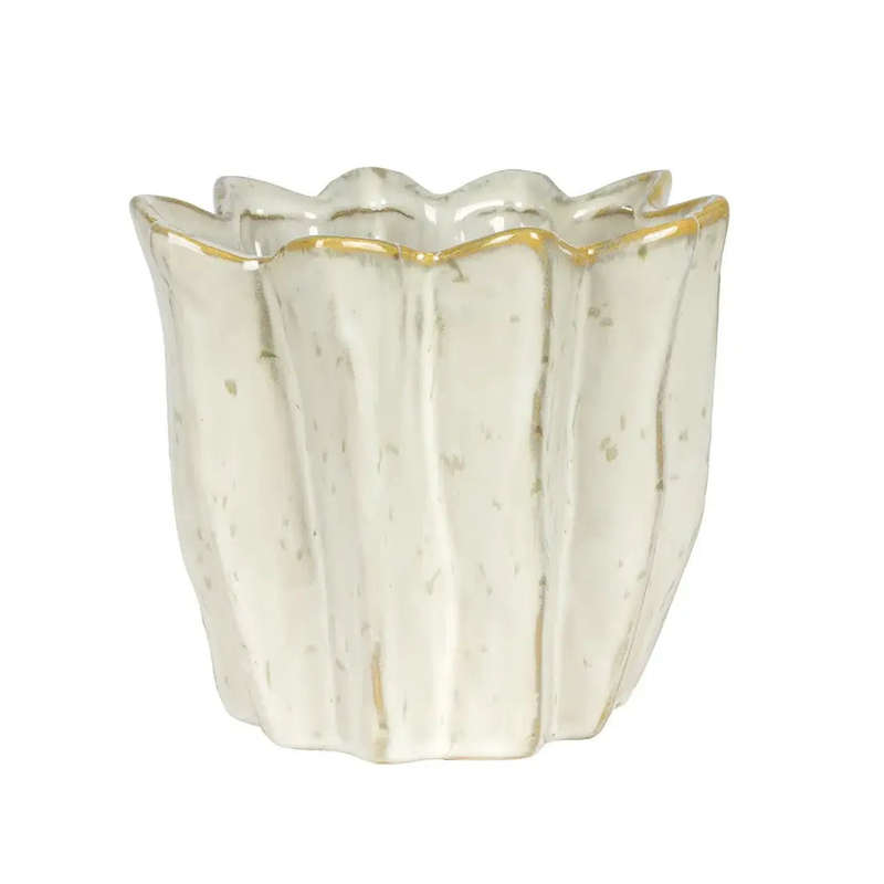 Ceramic Planter - Cream Speckled 15cm