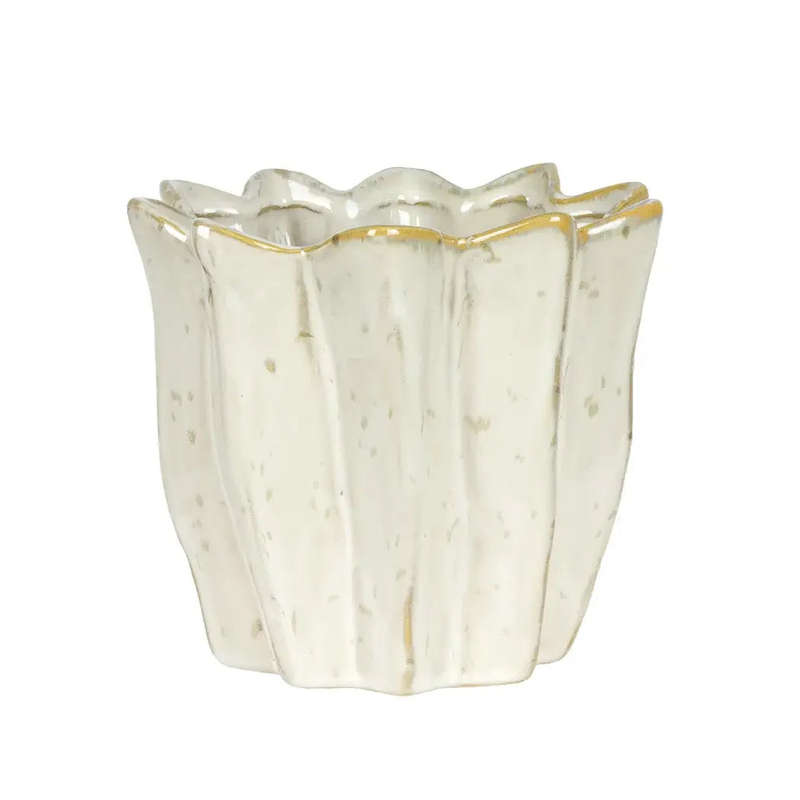 Ceramic Planter - Cream Speckled 15cm