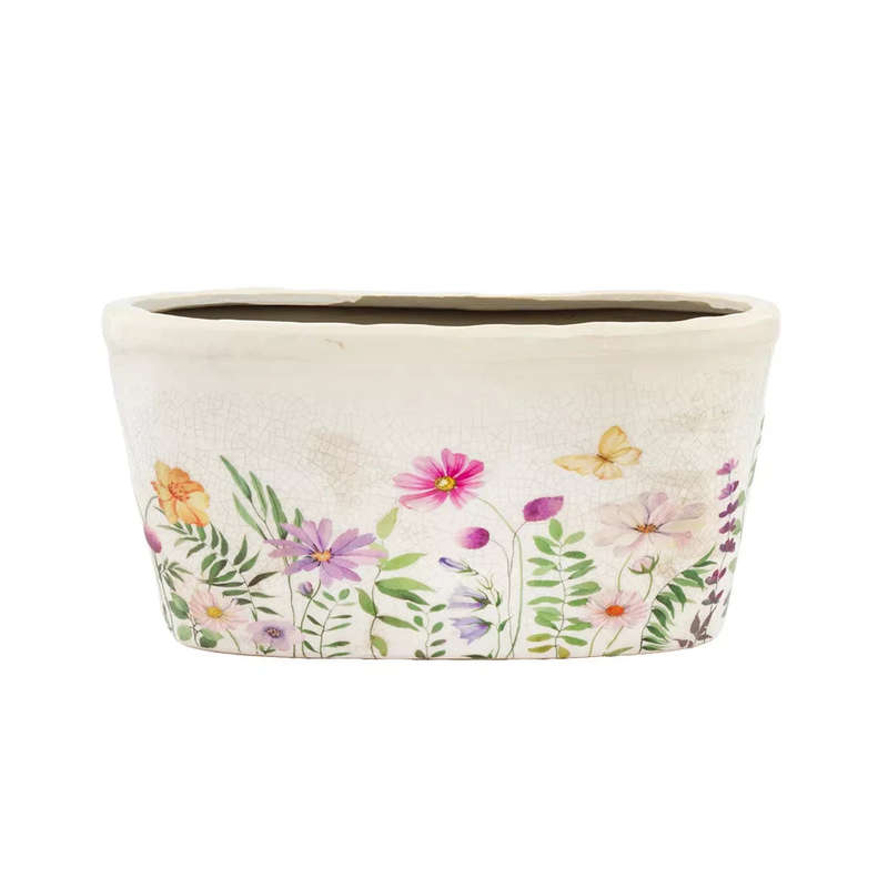 Ceramic Planter - Flowering Oval 13.5cm