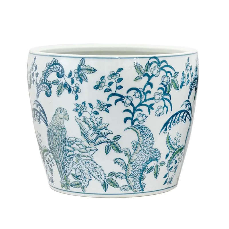 Ceramic Planter - Parrot Greens Large