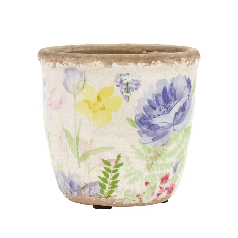 Ceramic Planter - Pastel Floral 10.5cm