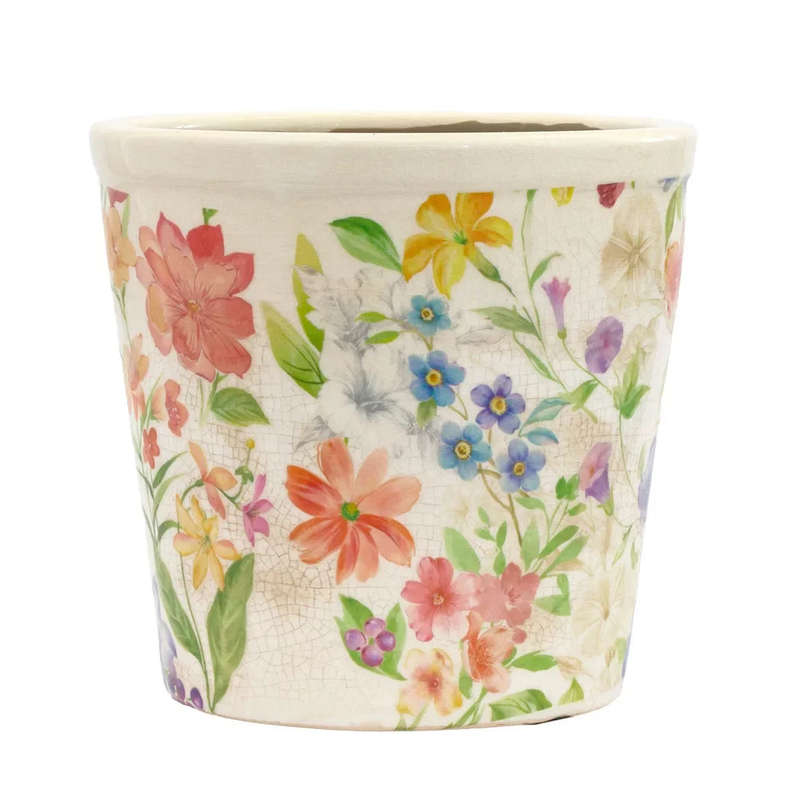Ceramic Planter - Tropical Floral 16.5cm