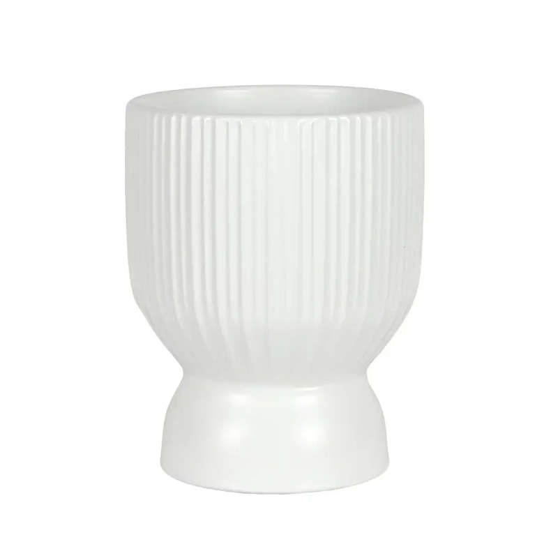 Ceramic Planter - White Lines Elevated 18cm
