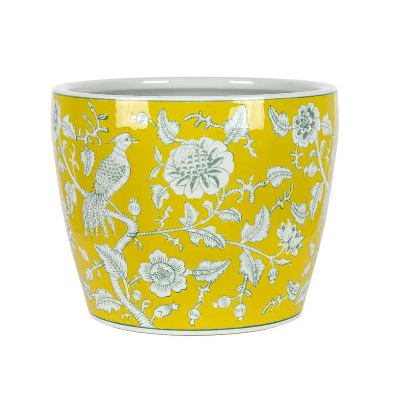 Ceramic Planter - Yellow Avian Large