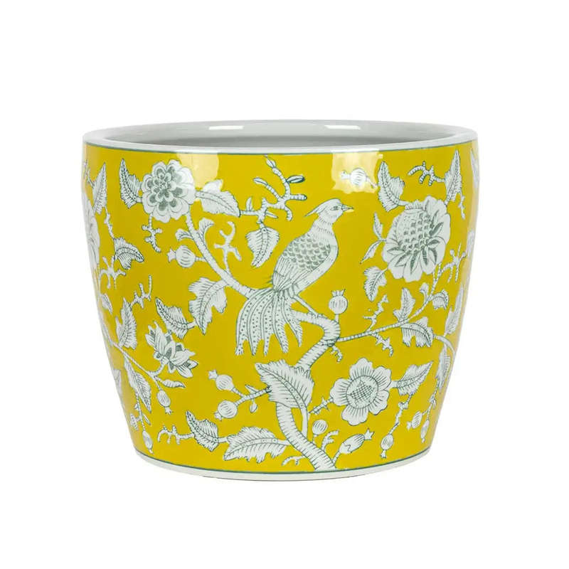 Ceramic Planter - Yellow Avian Large
