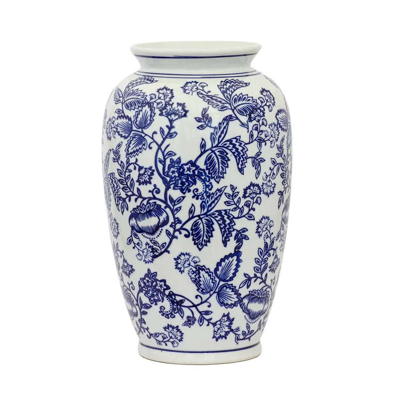Ceramic Vase - Blue & White 28cm