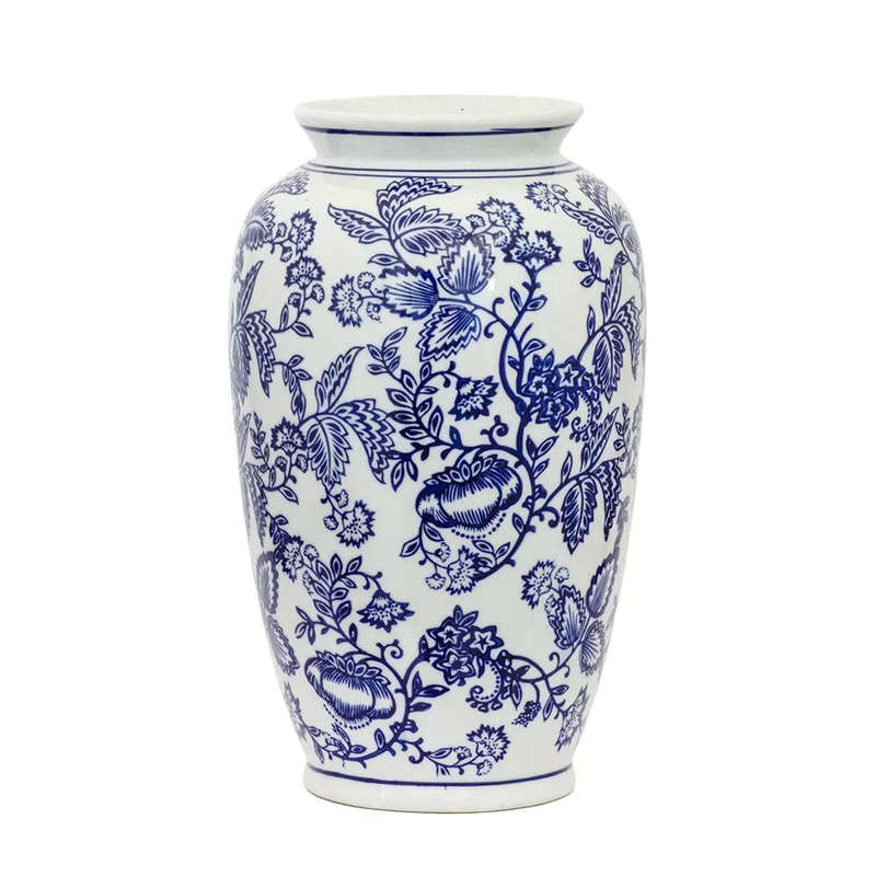 Ceramic Vase - Blue & White 28cm