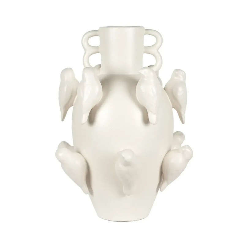 Ceramic Vase - Handled Birds 35cm