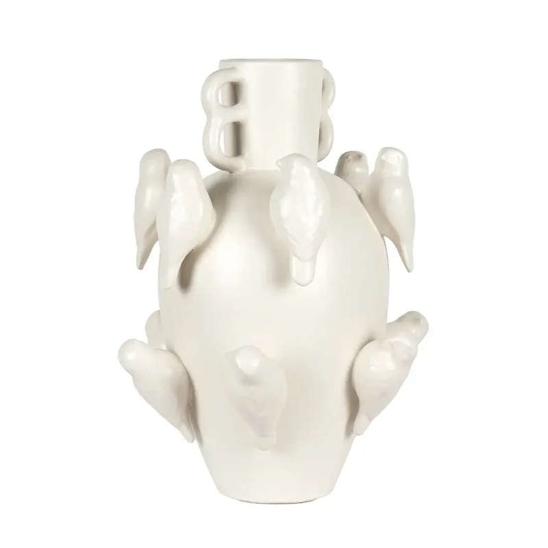 Ceramic Vase - Handled Birds 35cm