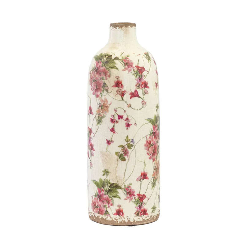 Ceramic Vase - Pink Floral Posy 32cm