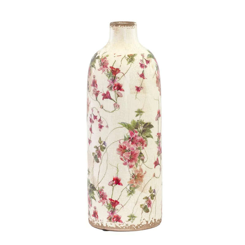 Ceramic Vase - Pink Floral Posy 32cm