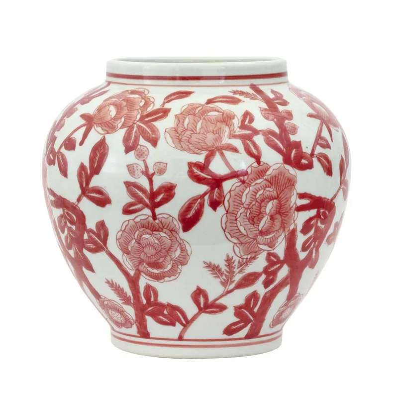 Ceramic Vase - Red Fatty Floral 18cm
