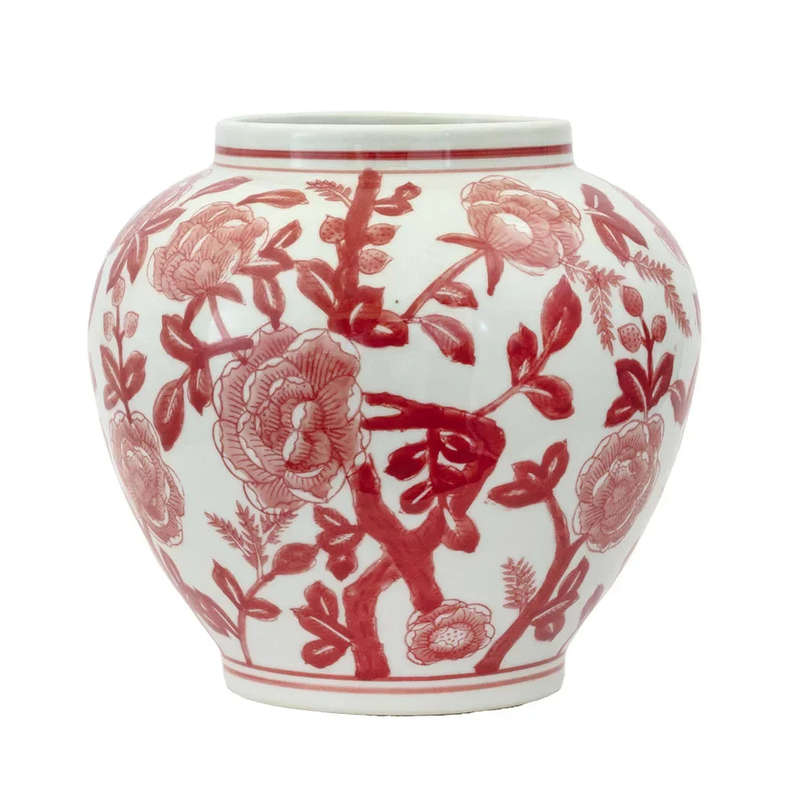 Ceramic Vase - Red Fatty Floral 18cm