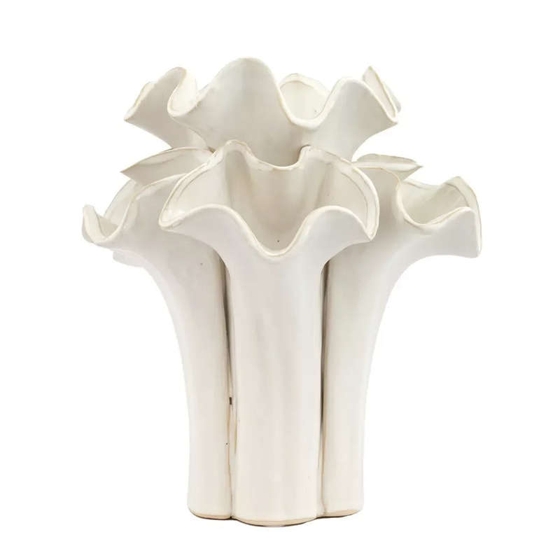 Ceramic Vase - Sculpted White 23cm