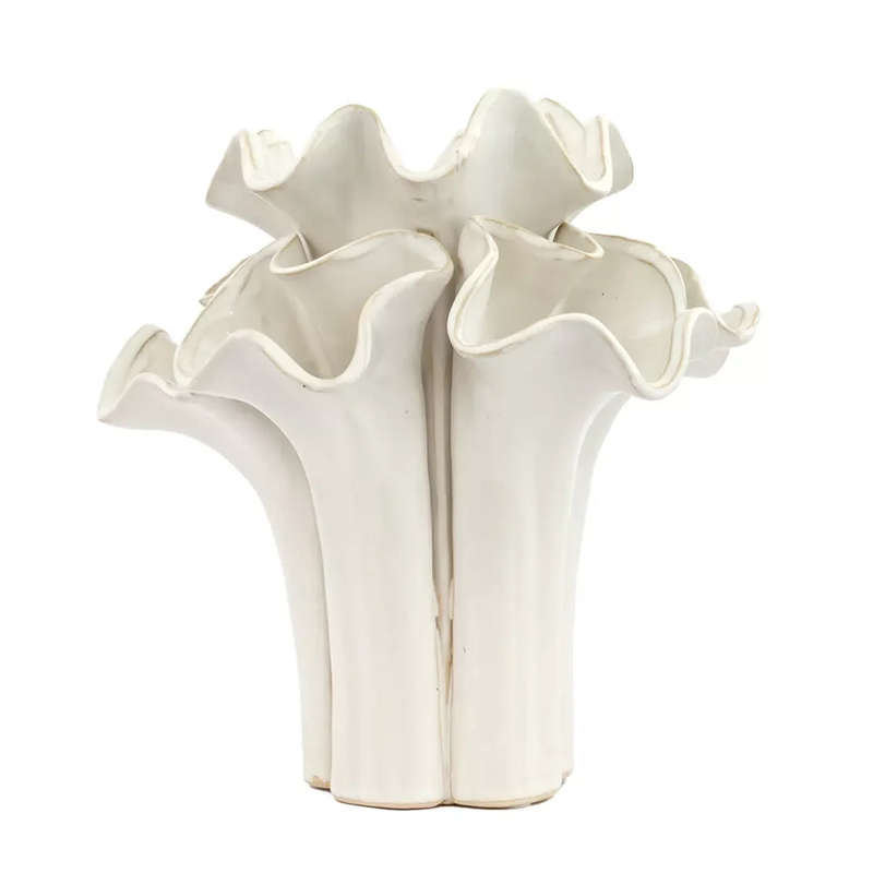 Ceramic Vase - Sculpted White 23cm