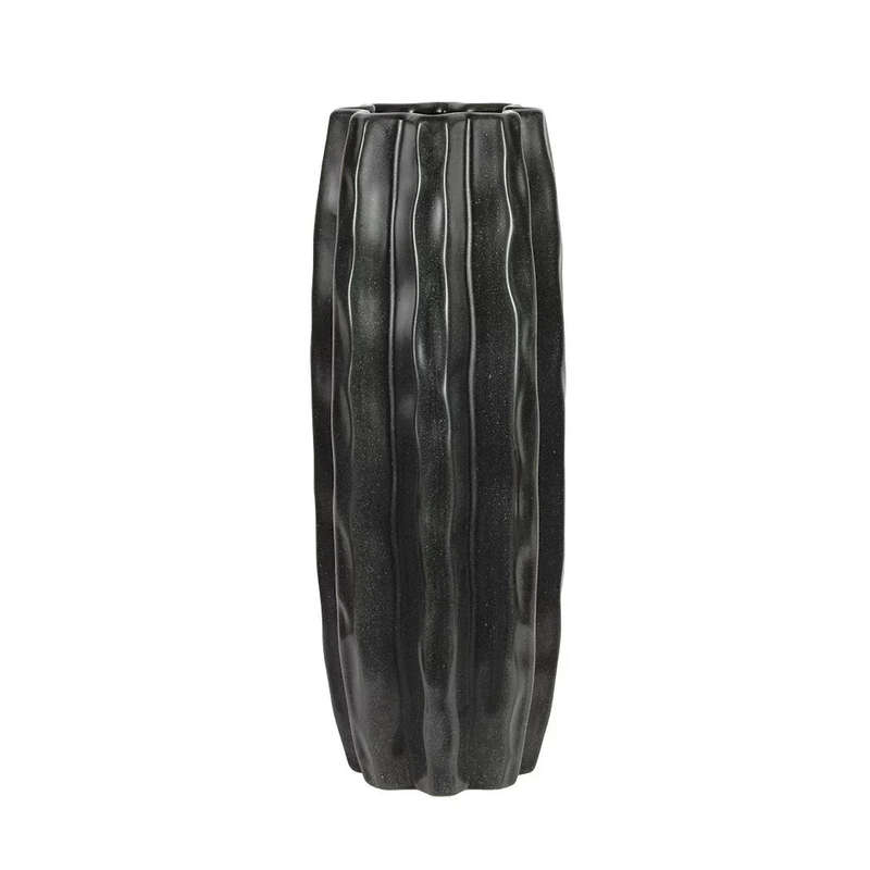 Ceramic Vase - Textured Charcoal 37cm