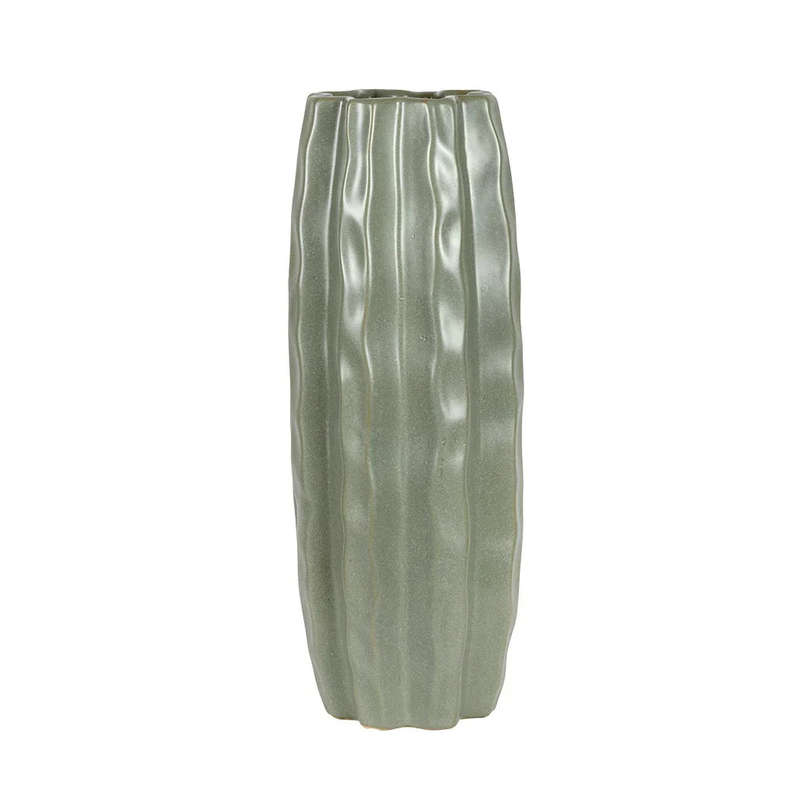 Ceramic Vase - Textured Green Grey 37cm