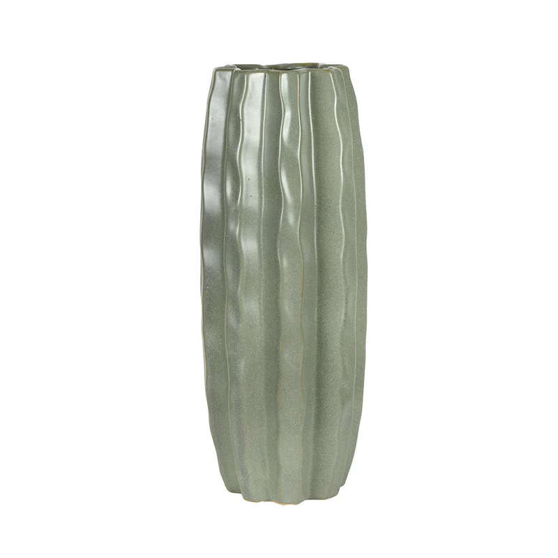 Ceramic Vase - Textured Green Grey 37cm
