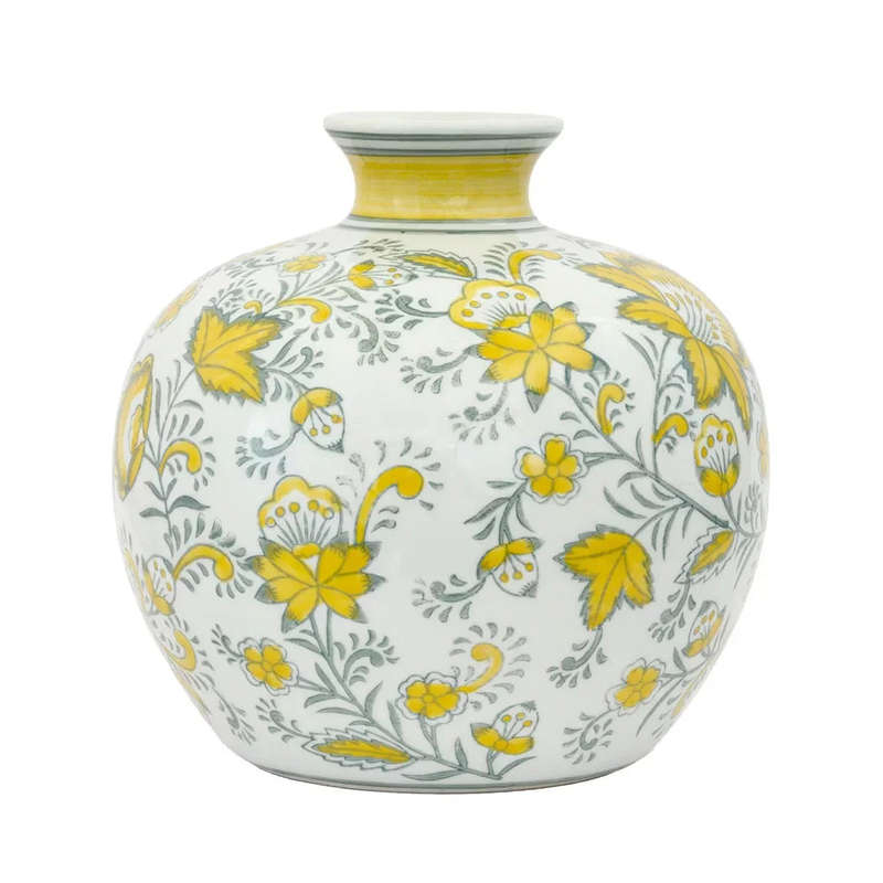 Ceramic Vase - Yellow Floral 20cm