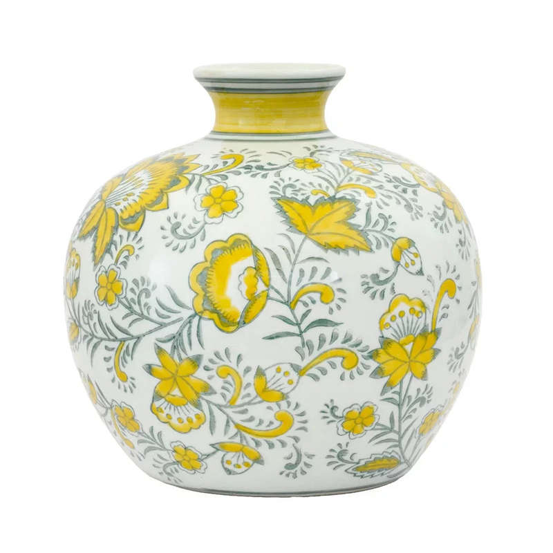 Ceramic Vase - Yellow Floral 20cm