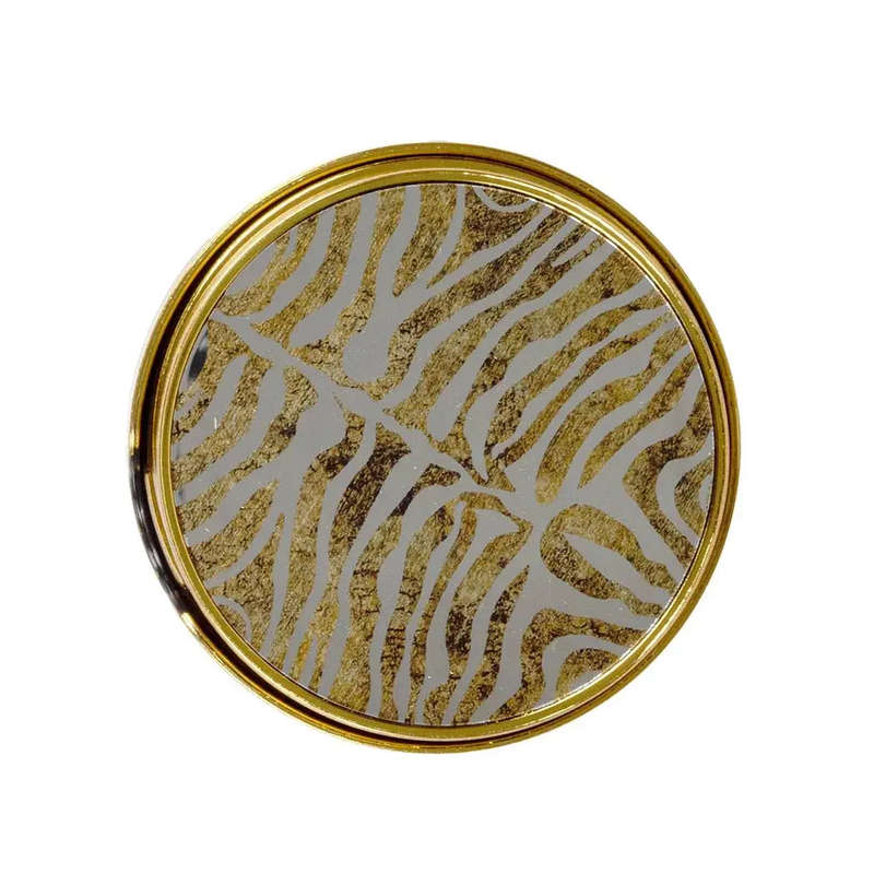 Coaster Set of 6 - Zebra Stripe Mirror Round
