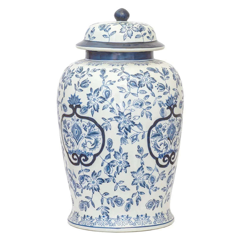 Ginger Jar - Blue & White Garden 42cm