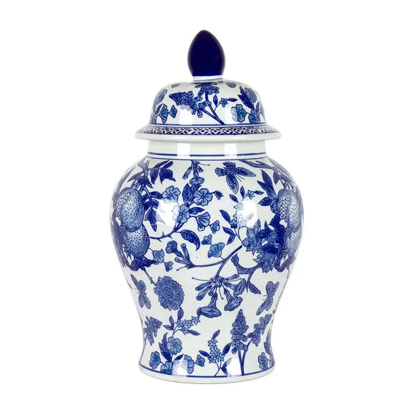 Ginger Jar - Blue & White Pomegranates 43cm