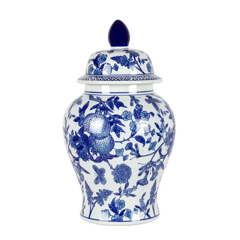 Ginger Jar - Blue & White Pomegranates 43cm